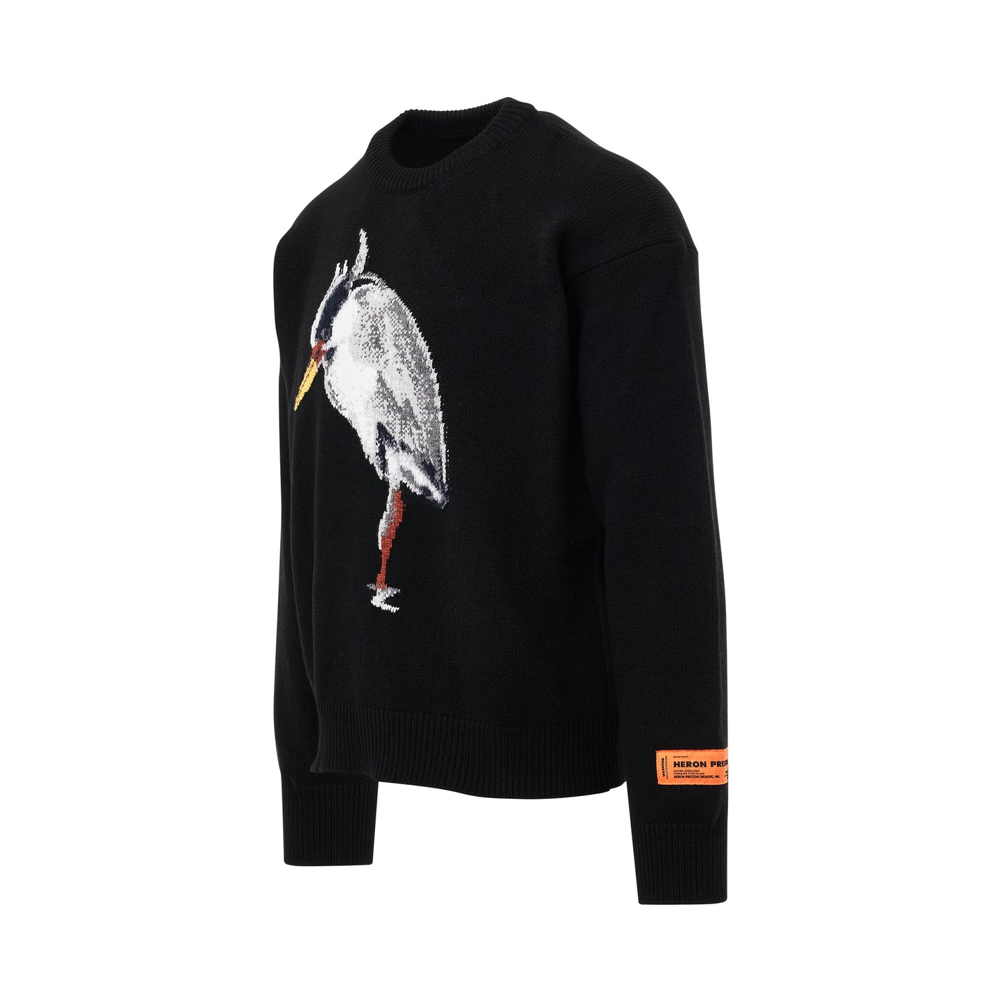 Heron Bird Knit Crewneck in Black/Grey