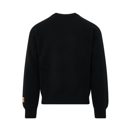 Heron Bird Knit Crewneck in Black/Grey