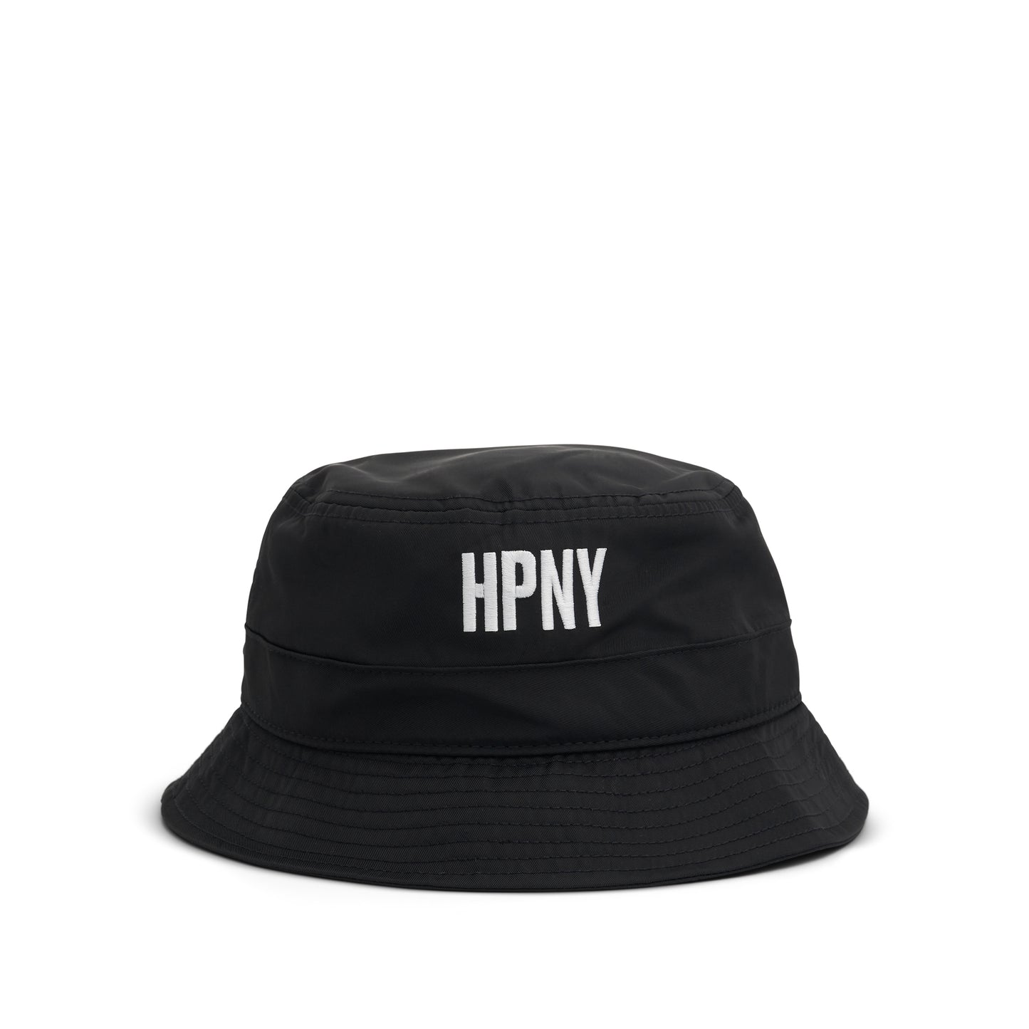 HPNY Embroidered Nylon Bucket Hat in Black/White