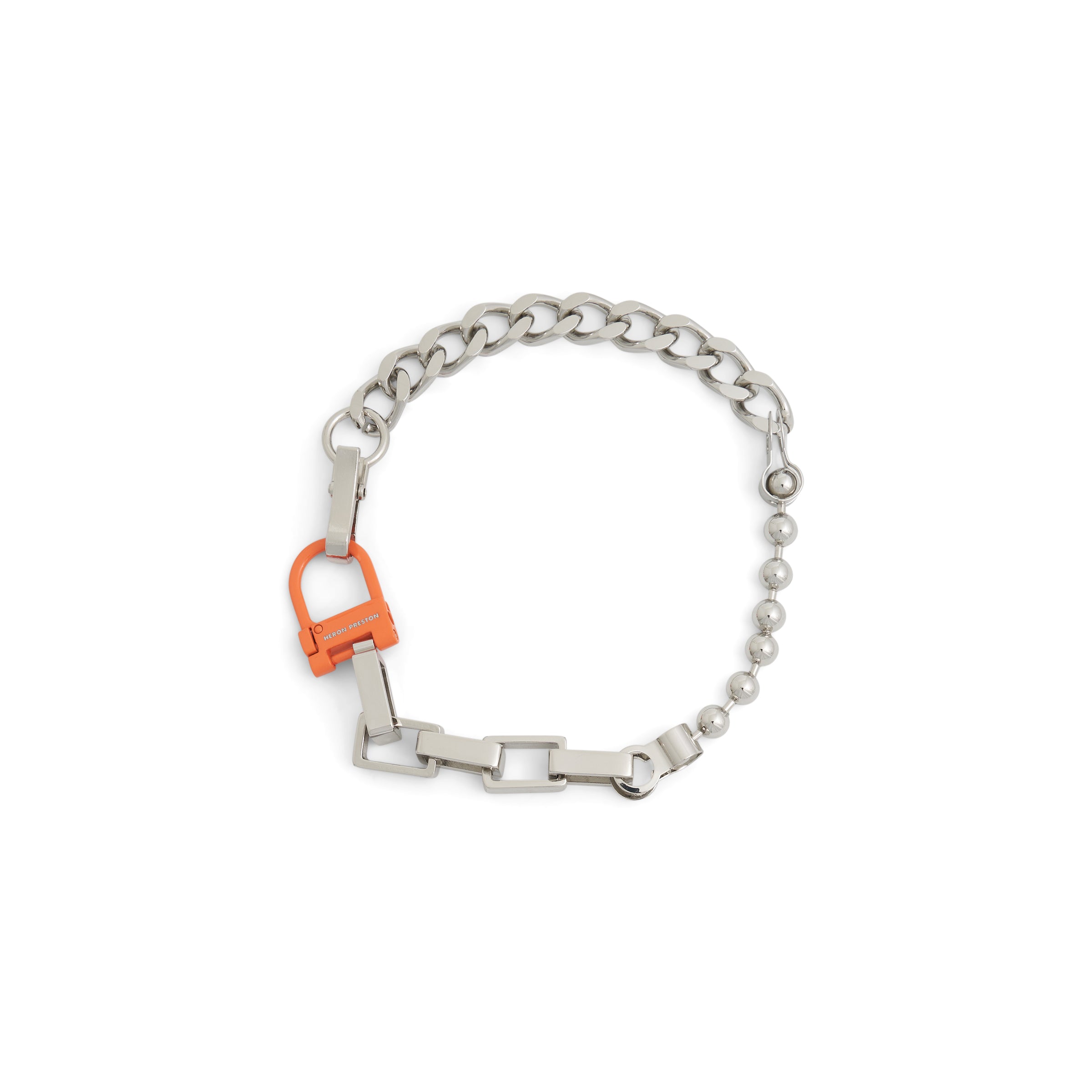 Regular Multichain Square Necklace in Silver/Orange