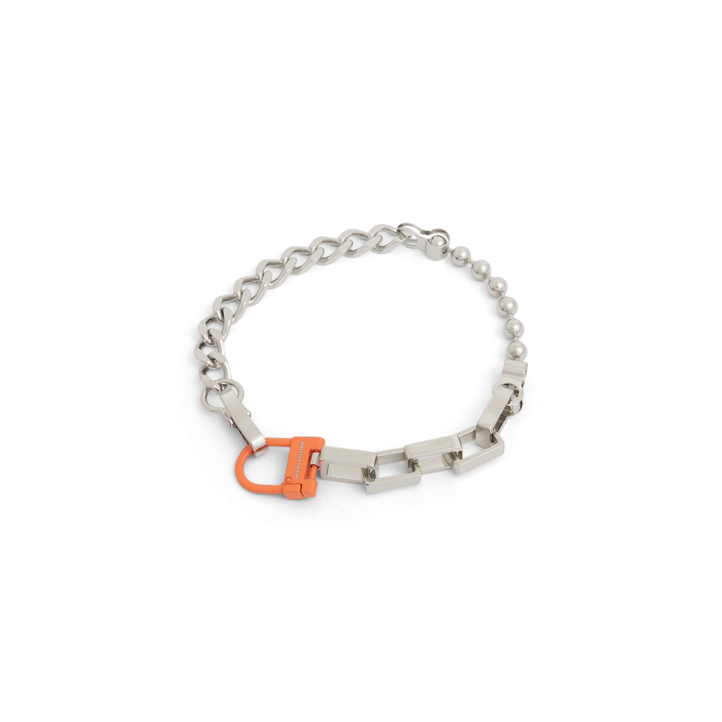 Regular Multichain Square Necklace in Silver/Orange