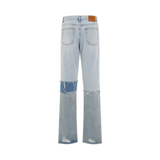 Layered Regular Fit 5 Pockets Treated Jeans in Light Blue