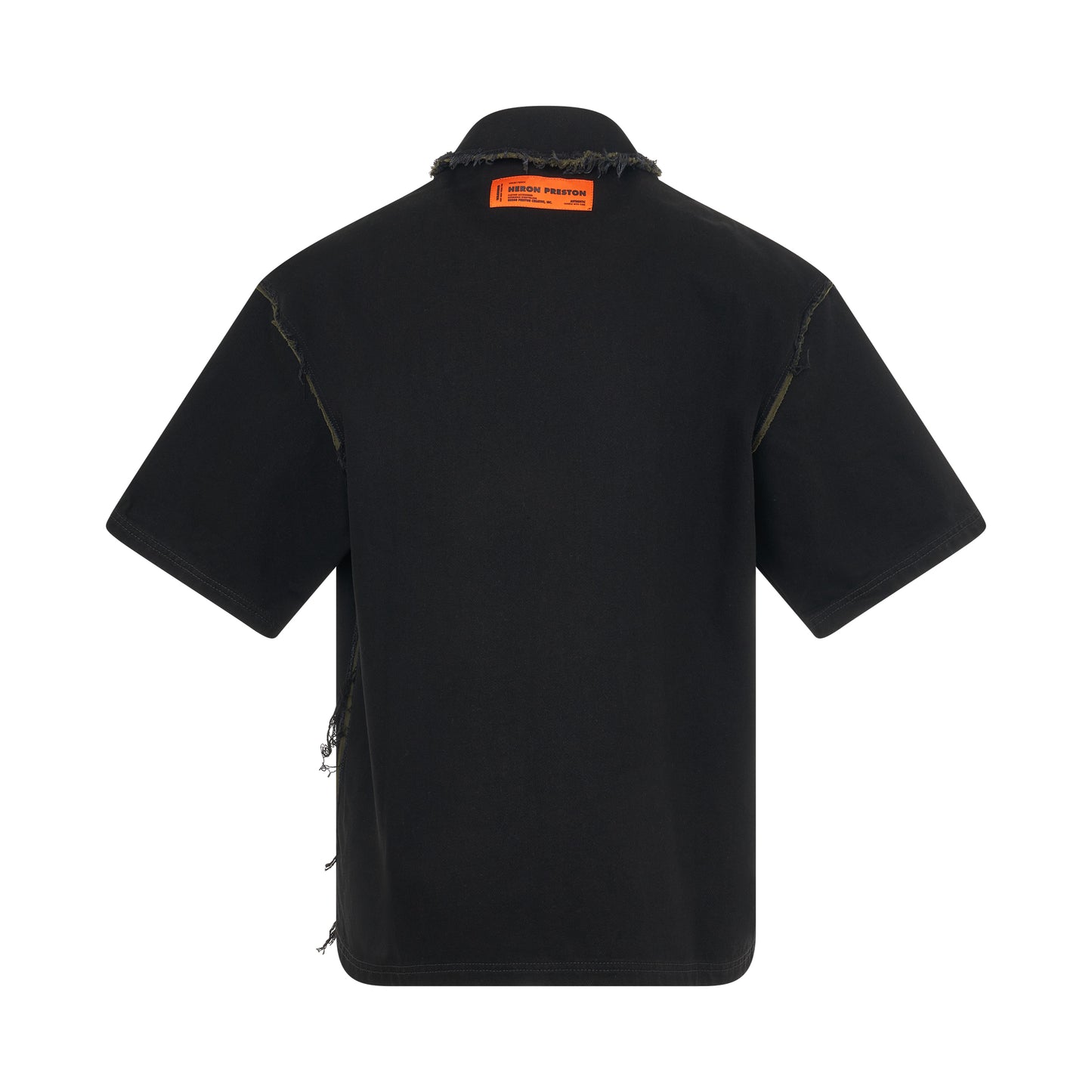 Rebuilt Denim Short Sleeve Zip Shirt in Black