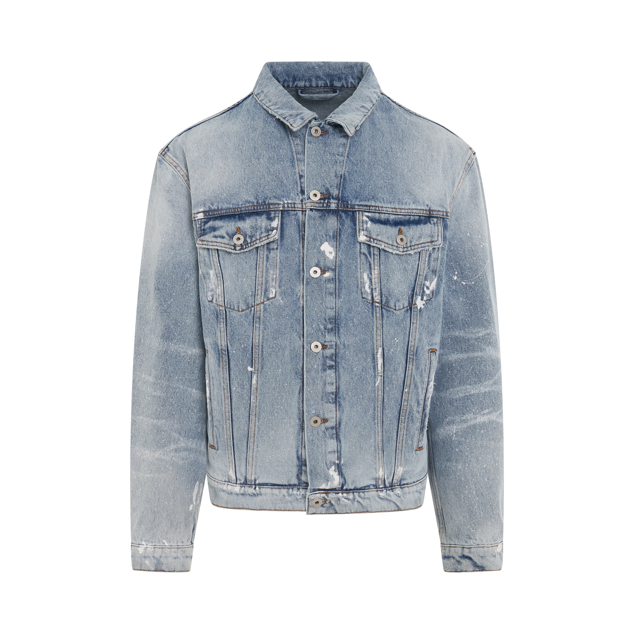 HERON PRESTON Regular Distressed Denim Jacket in Light Blue – MARAIS