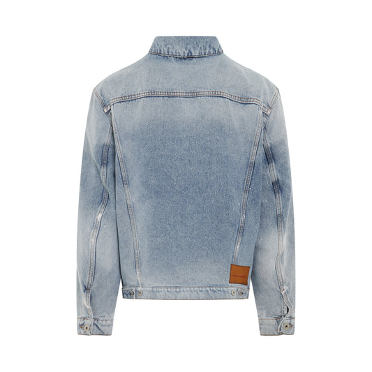 Regular Distressed Denim Jacket in Light Blue