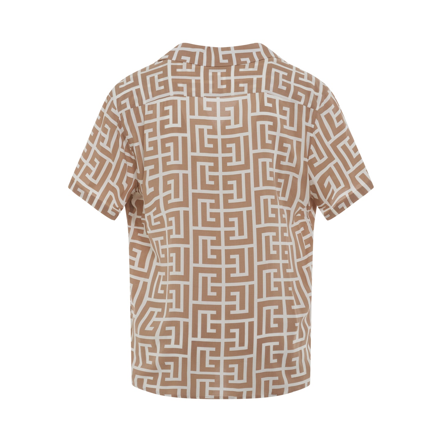 Macro Monogram Short Sleeve Pyjama Shirt in Ivory/Brown