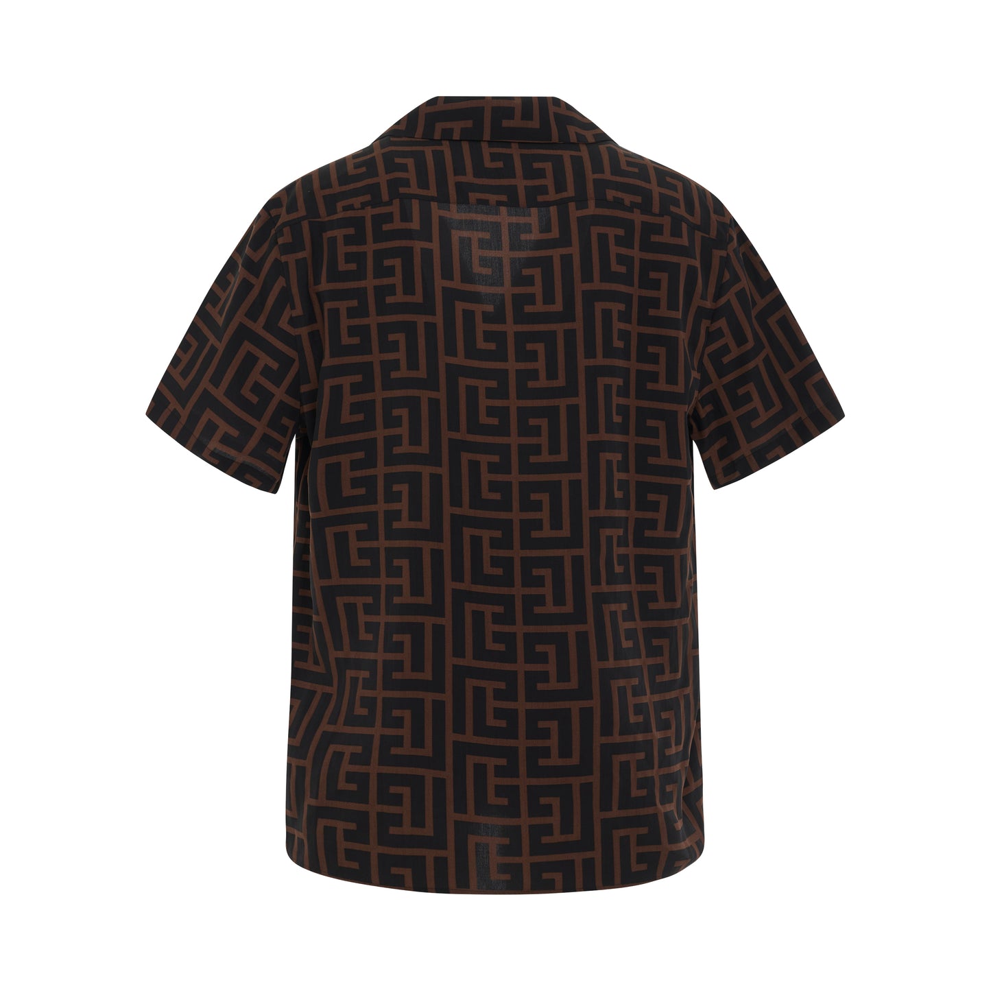 Macro Monogram Short Sleeve Pyjama Shirt in Dark Brown/Black