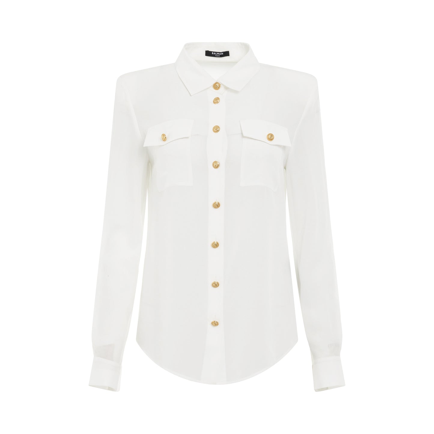 2 Pockets Crepe De Chine Buttoned Shirt in White