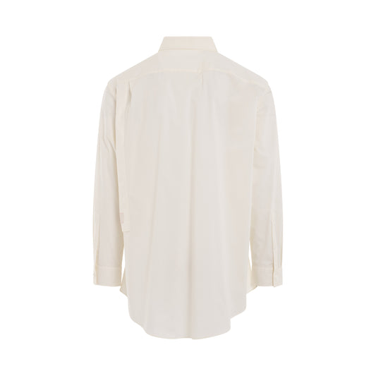 Flap Pocket Detail Long Shirt in Off White