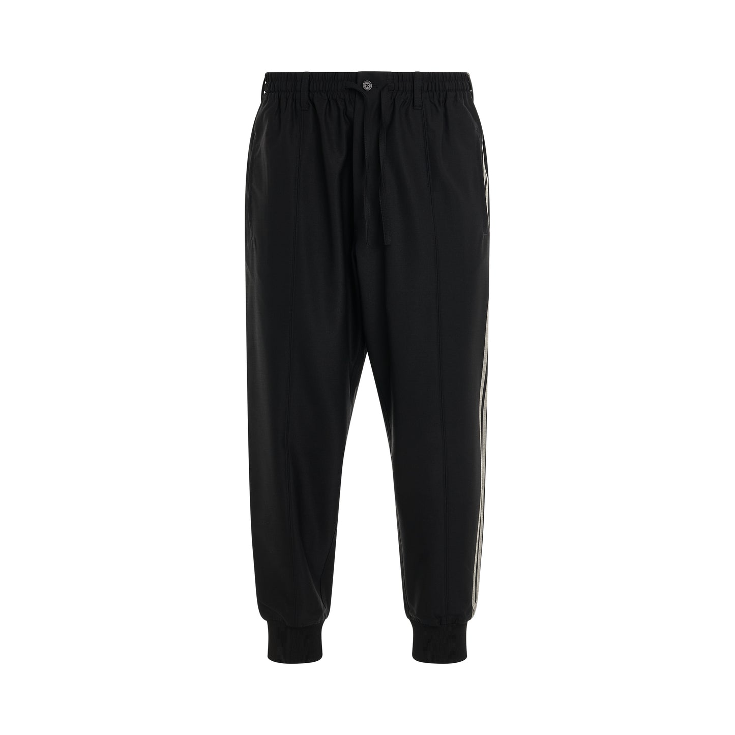 3 Stripes Refined Wool Cuffed Pants in Black