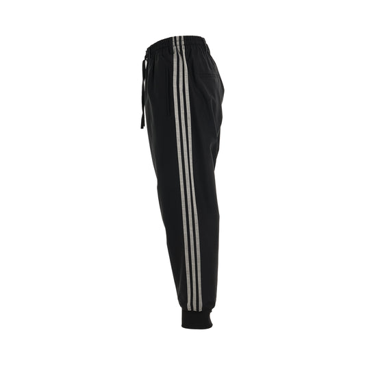 3 Stripes Refined Wool Cuffed Pants in Black