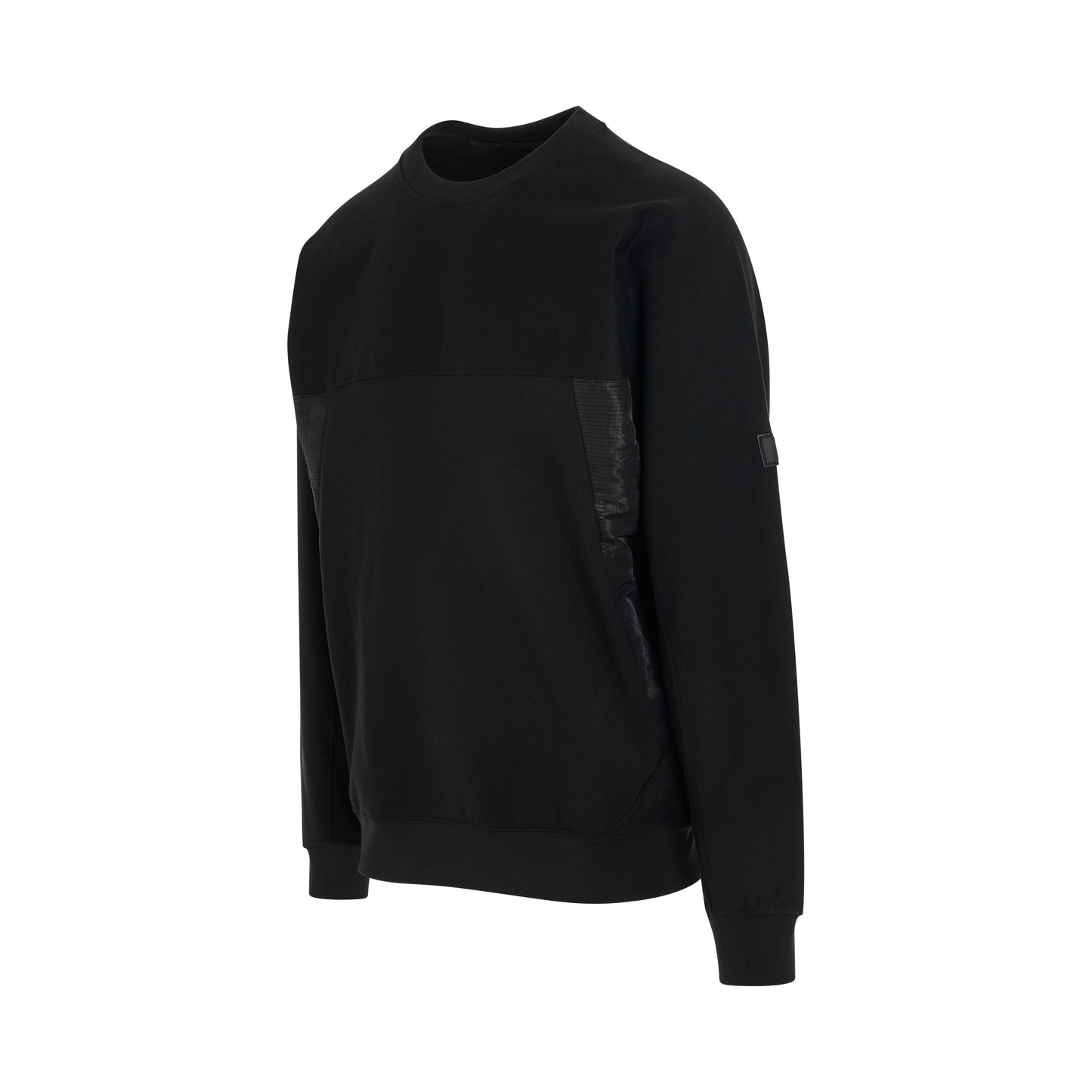 Stretch Terry Crew Sweatshirt in Black