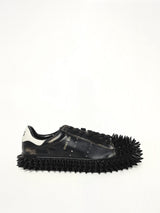 Spiky Leather Sneaker in Black Side View | DOUBLET