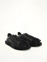 Spiky Leather Sneaker in Black Front View | DOUBLET