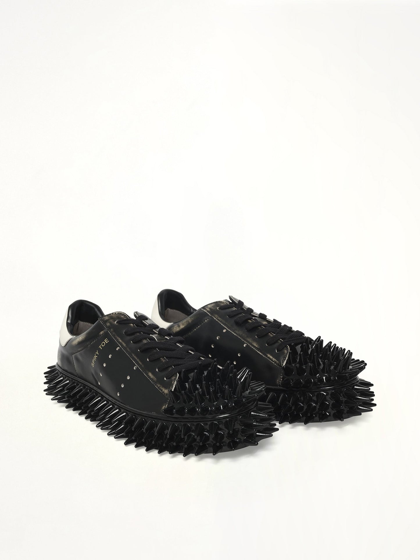 Spiky Leather Sneaker in Black