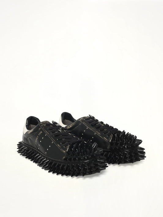 Spiky Leather Sneaker in Black
