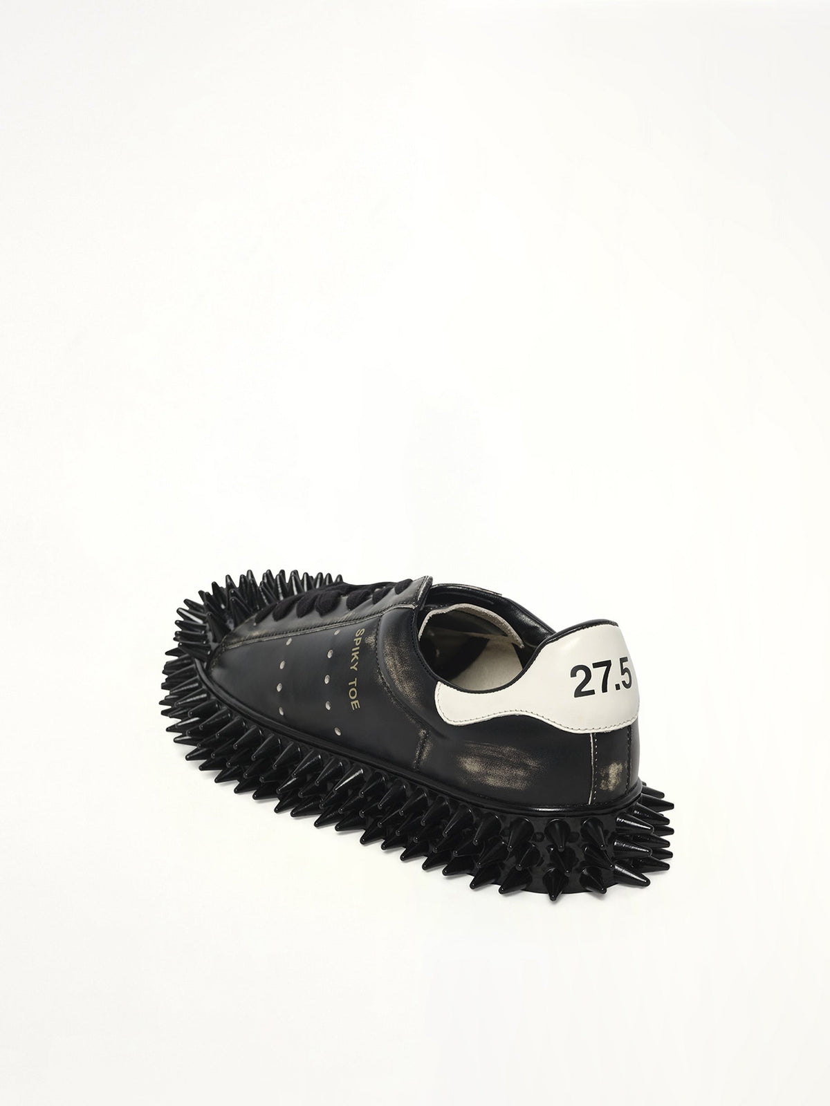 Spiky Leather Sneaker in Black Back View | DOUBLET
