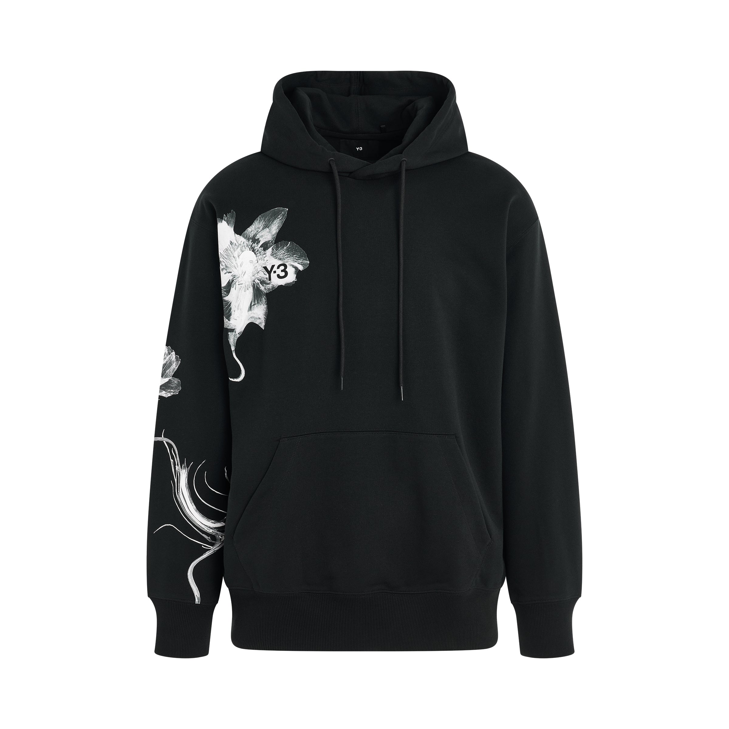 Flower Graphic Hoodie in Black