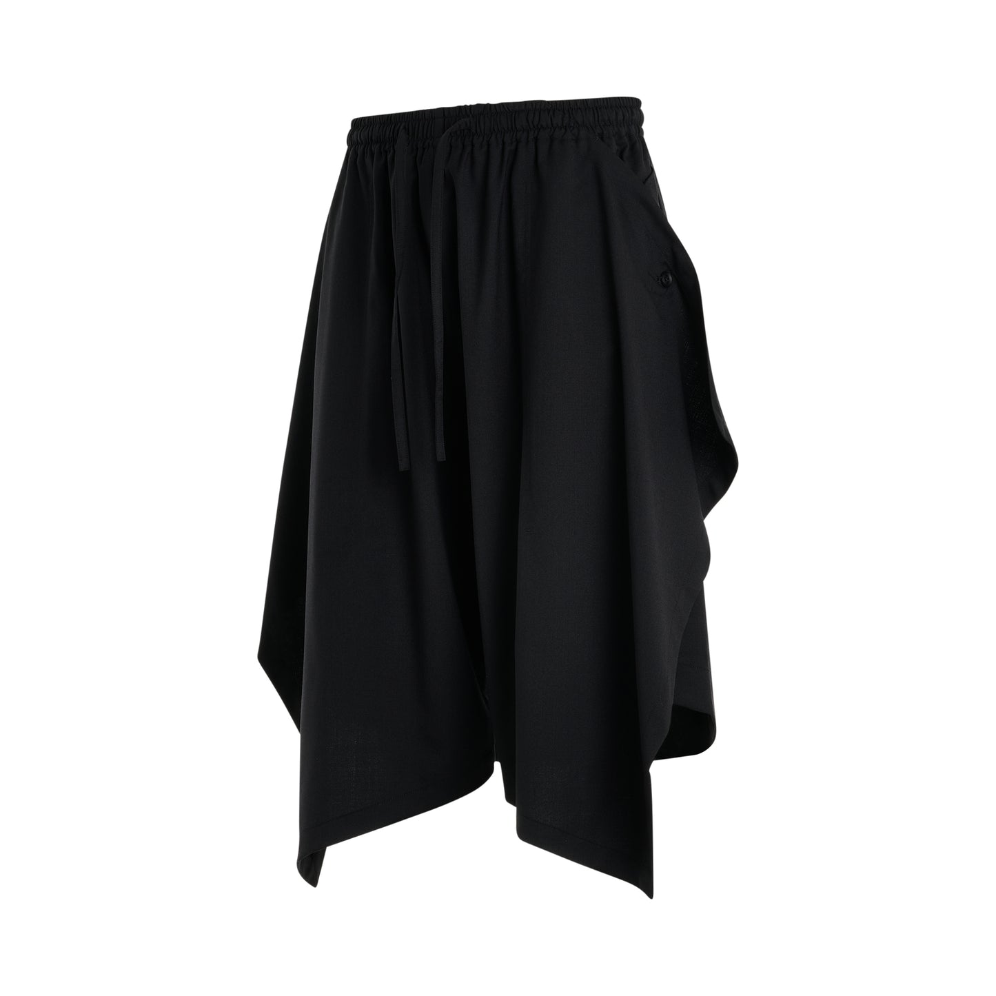 Layered Wool Shorts in Black