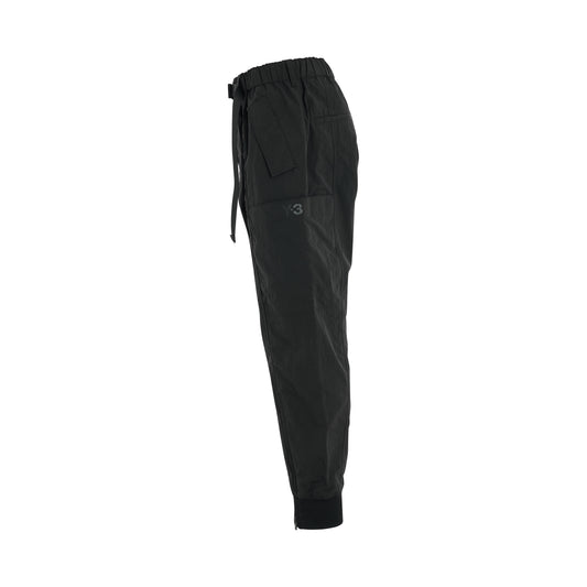 Crinkle Nylong Cuff Pants in Black