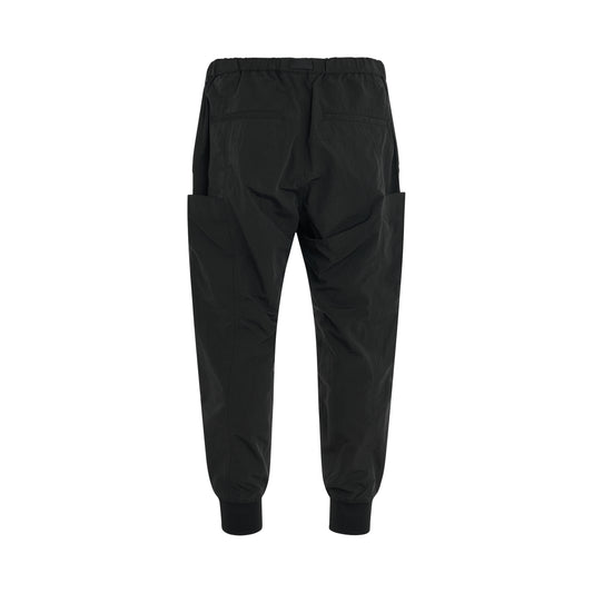 Crinkle Nylong Cuff Pants in Black