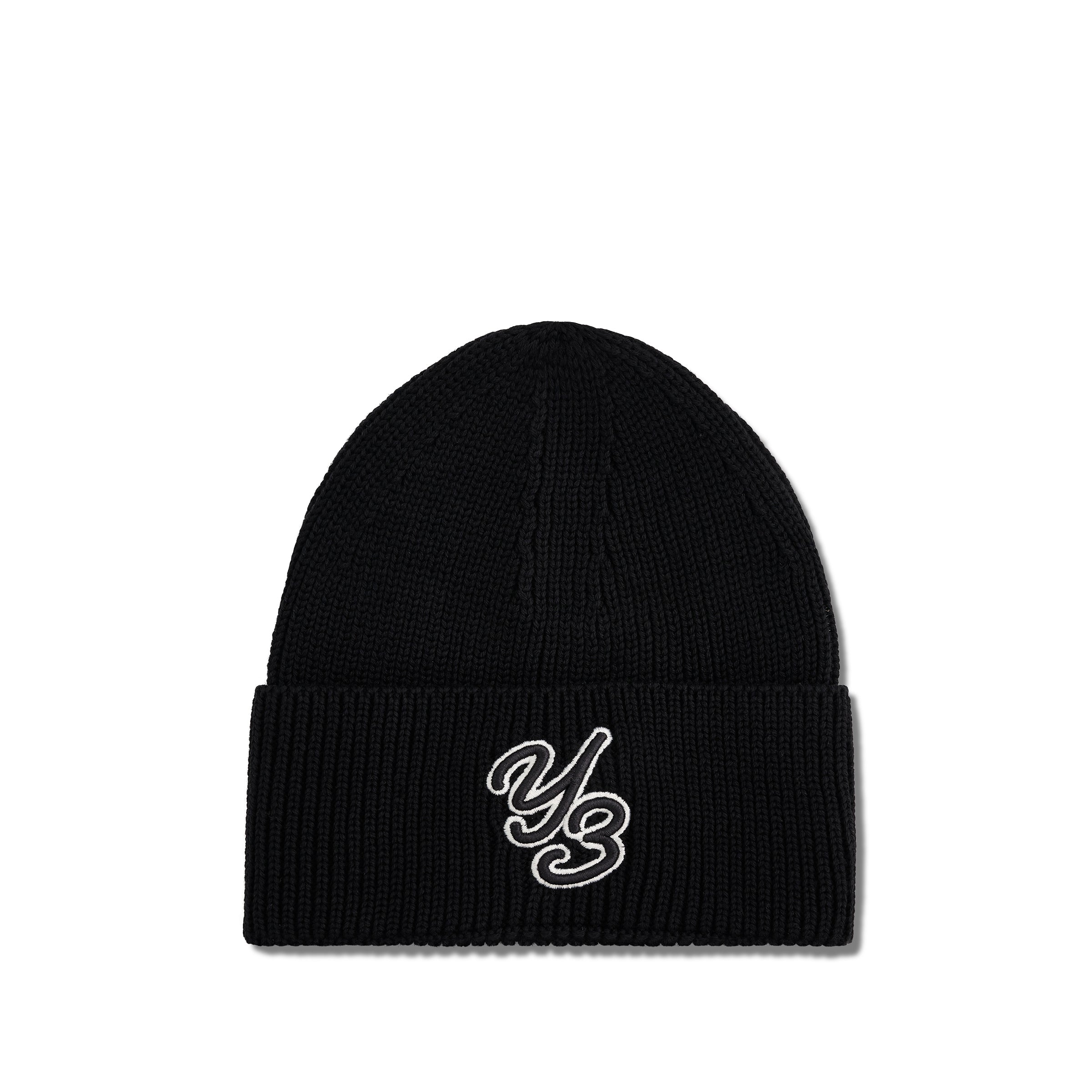 Y-3 Embroidered Logo Beanie in Black