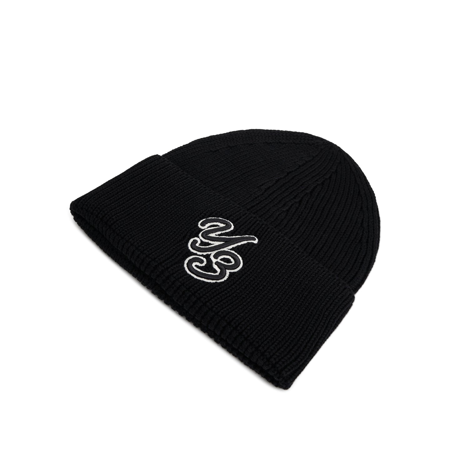 Y-3 Embroidered Logo Beanie in Black