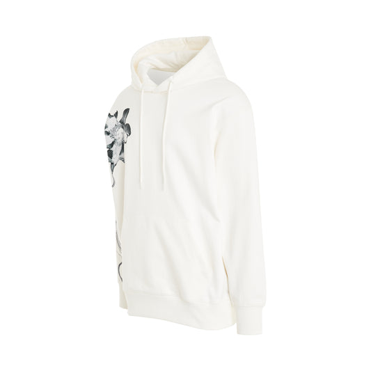 Flower Graphic Hoodie in Off White