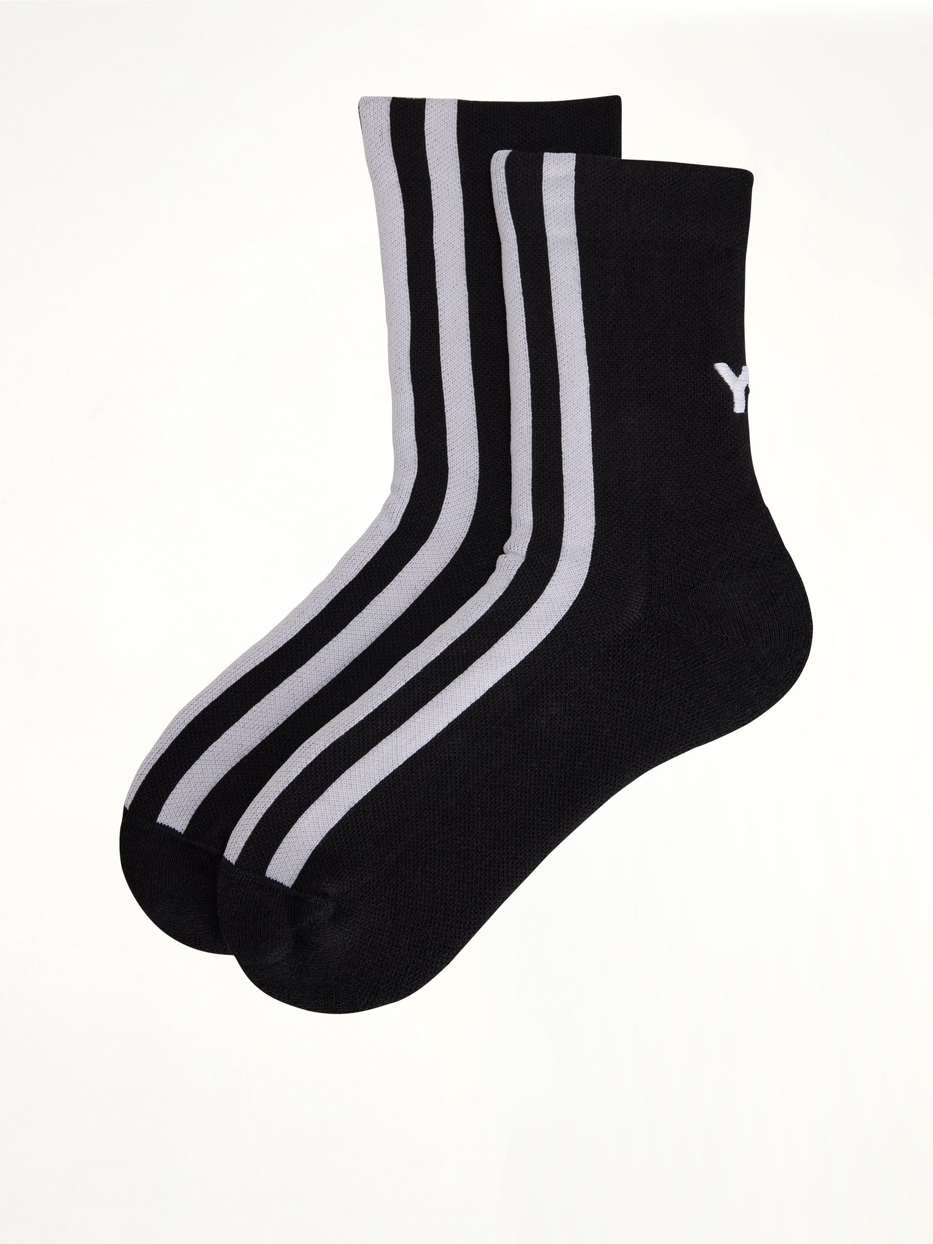Y-3 Stripe Socks in Black/White