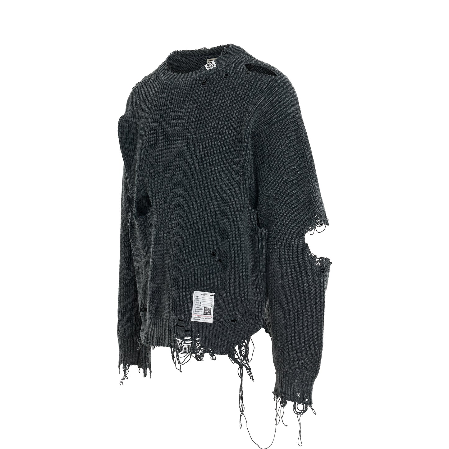 Bleached Knit Sweater in Black