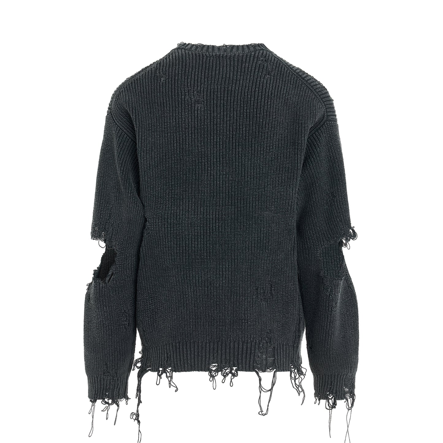 Bleached Knit Sweater in Black