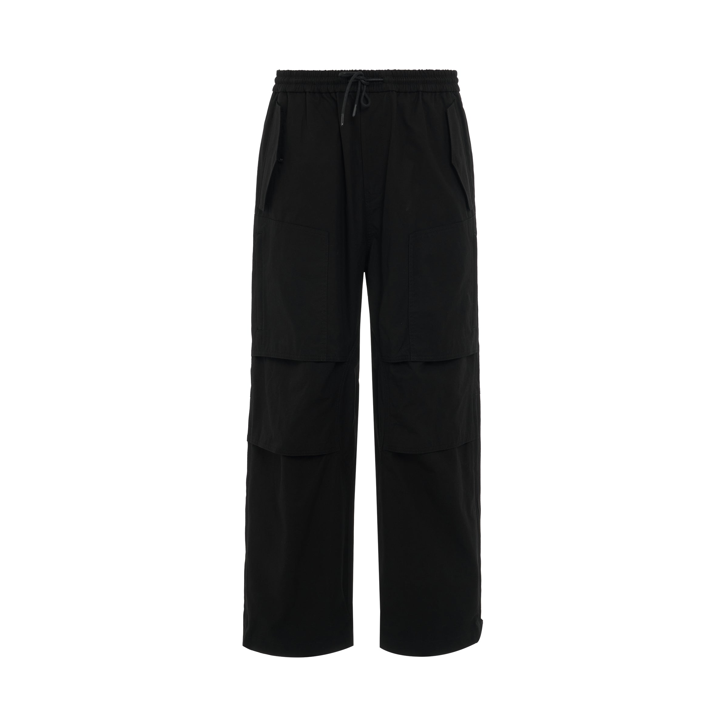 Flap Pocket Cotton Pants in Black