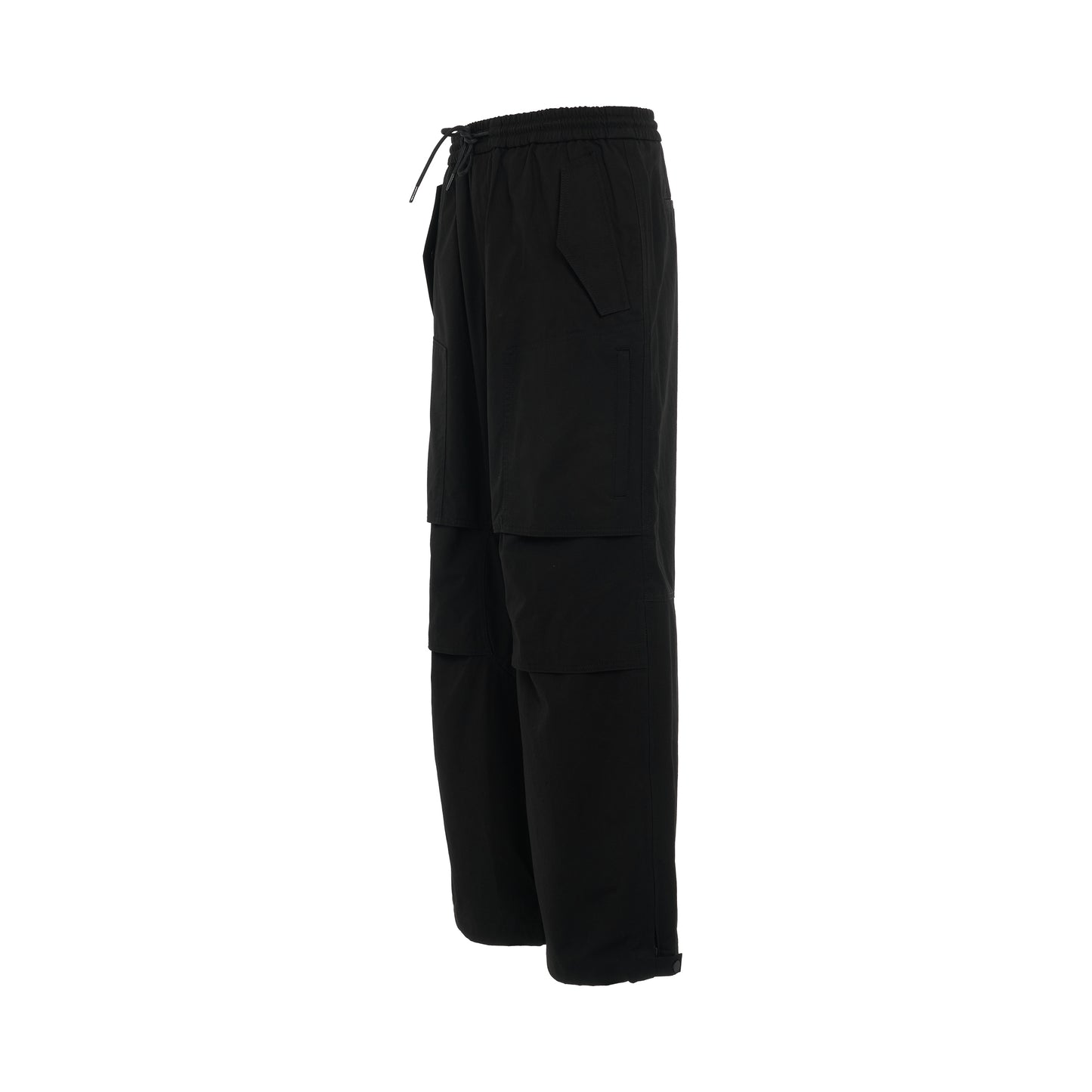 Flap Pocket Cotton Pants in Black