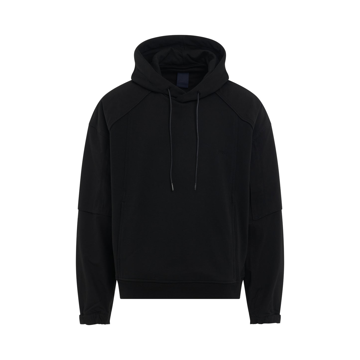 Cotton Layered Jersey Hoodie in Black