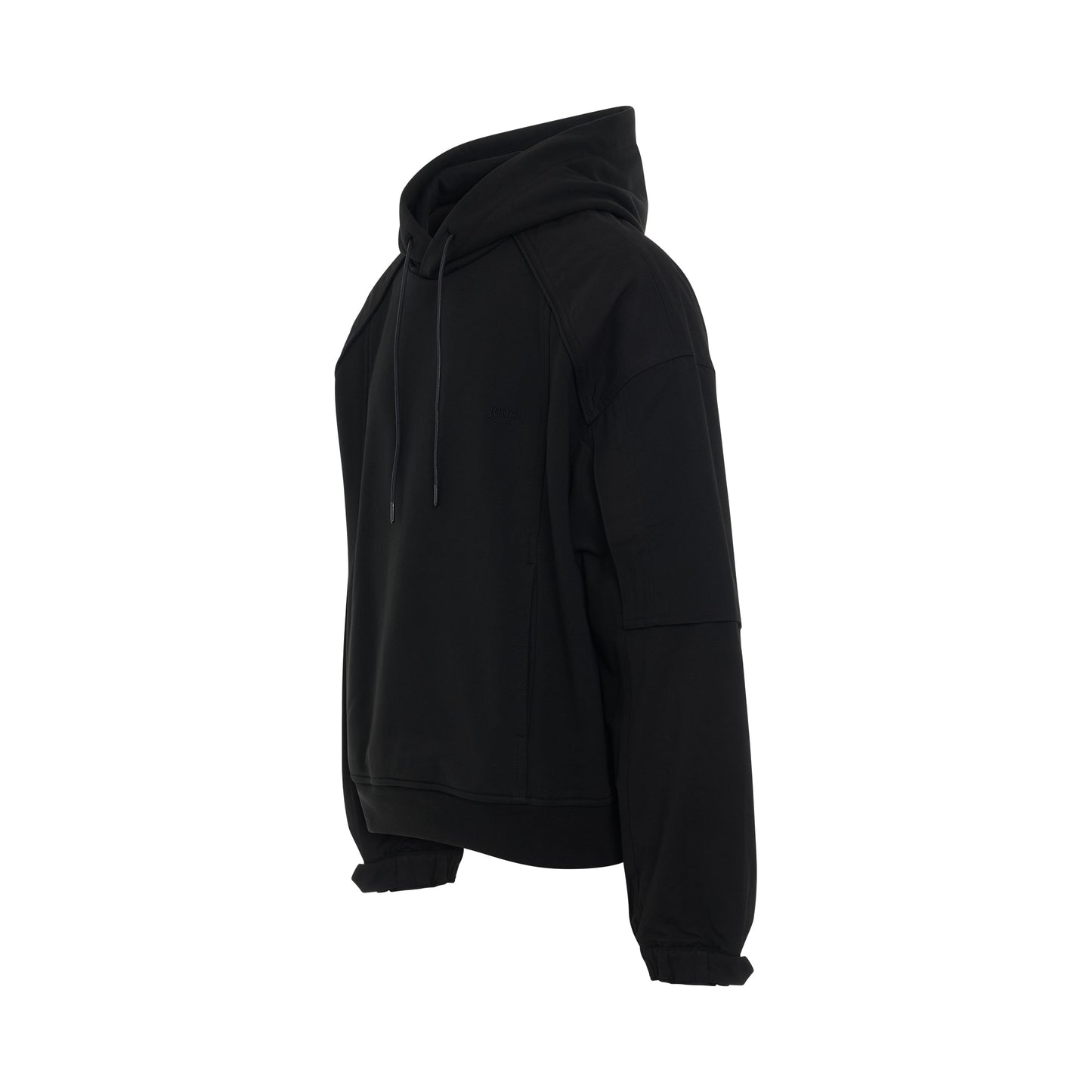 Cotton Layered Jersey Hoodie in Black