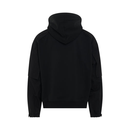 Cotton Layered Jersey Hoodie in Black