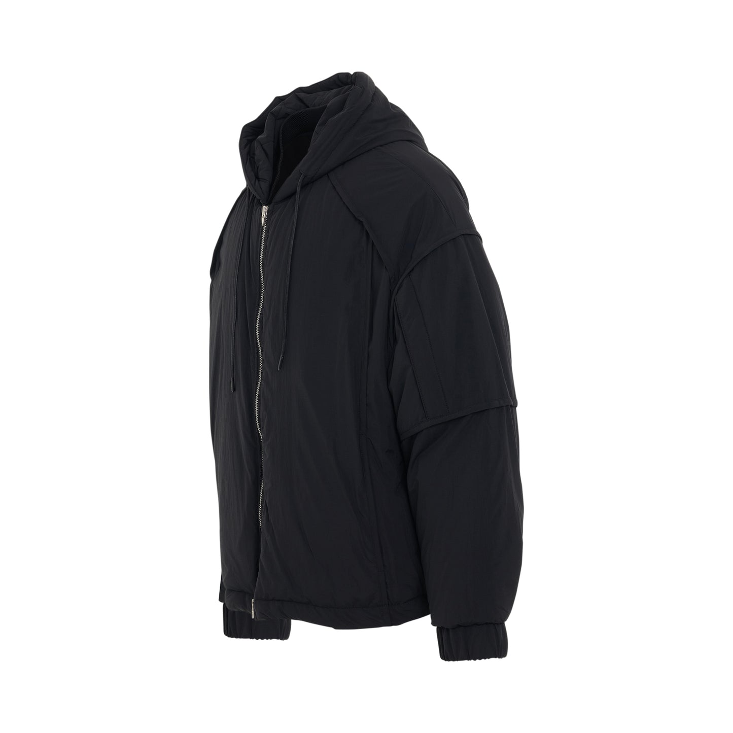 Nylon Layered Quilted Jacket in Black