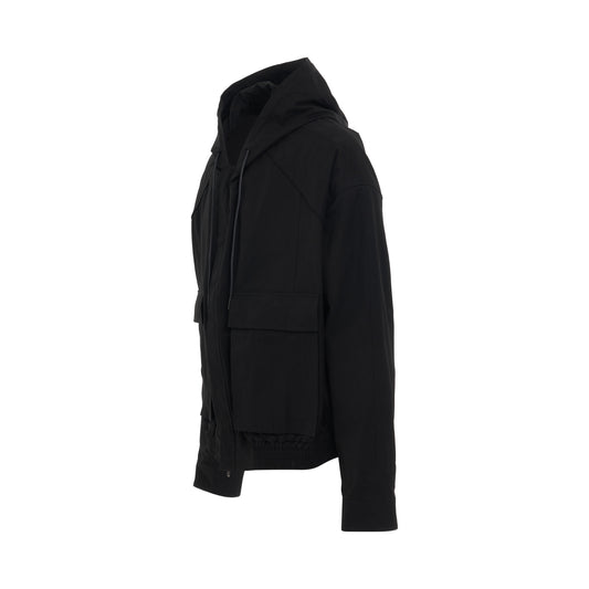 Pocket Shirt with Hood in Black