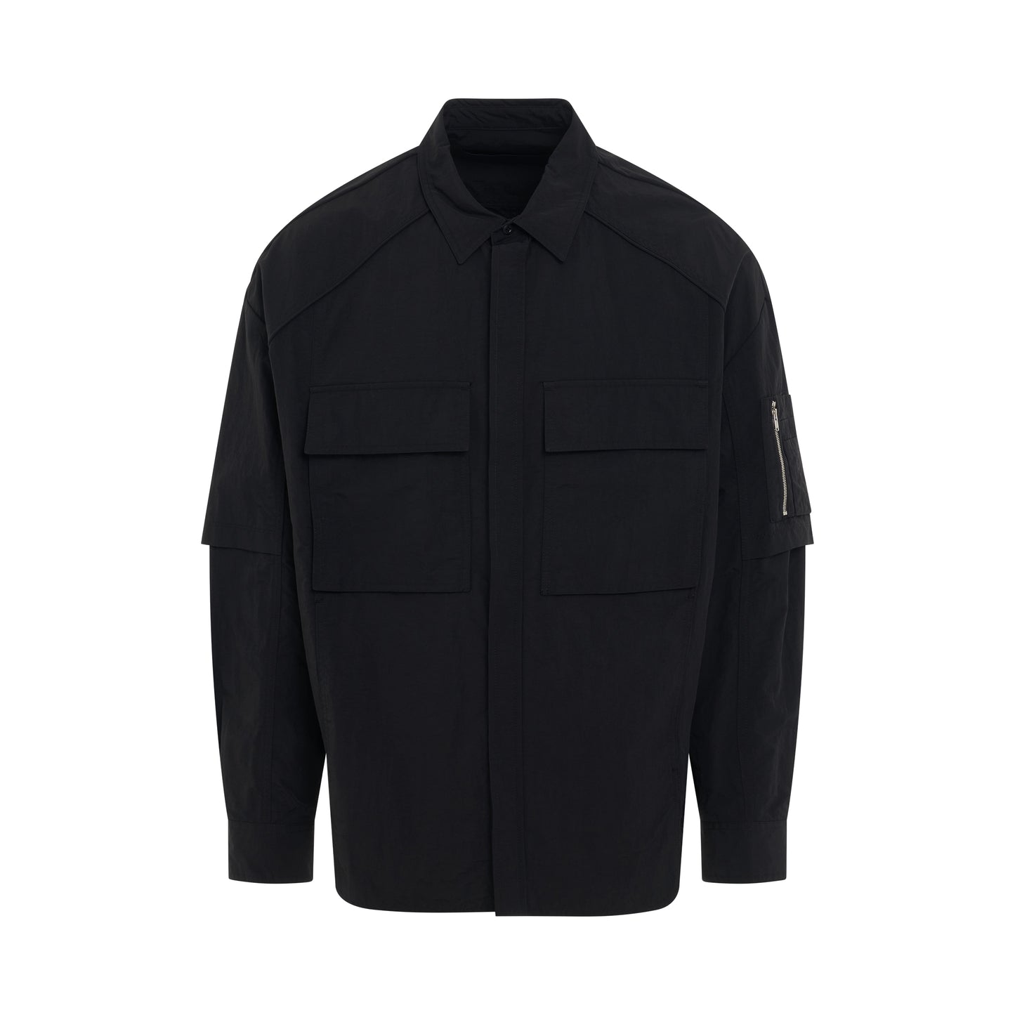 Pocket Detailed Nylon Shirt in Black