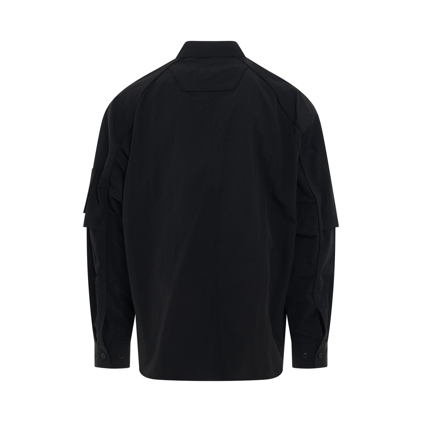 Pocket Detailed Nylon Shirt in Black