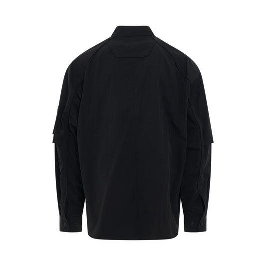 Pocket Detailed Nylon Shirt in Black