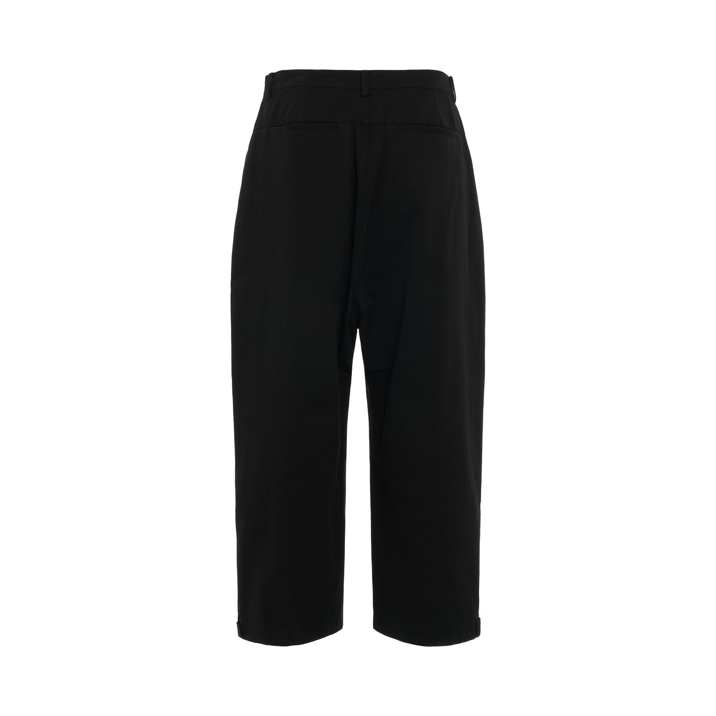 Two-Tucked Wide Cotton Pants in Black