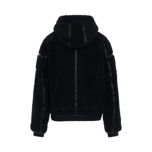 Leather Trimmed Sherpa Jumper in Black