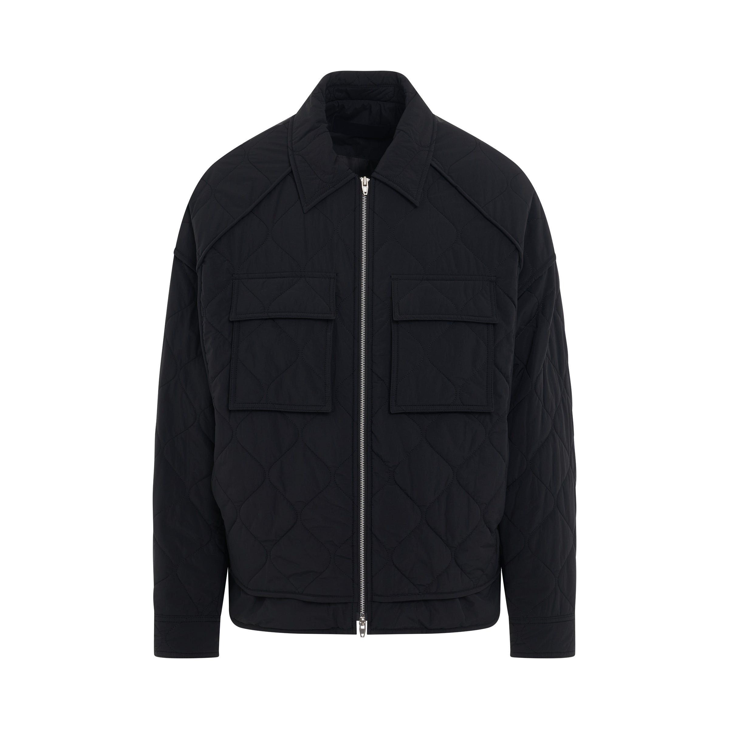 Quilted Nylon Shirt in Black