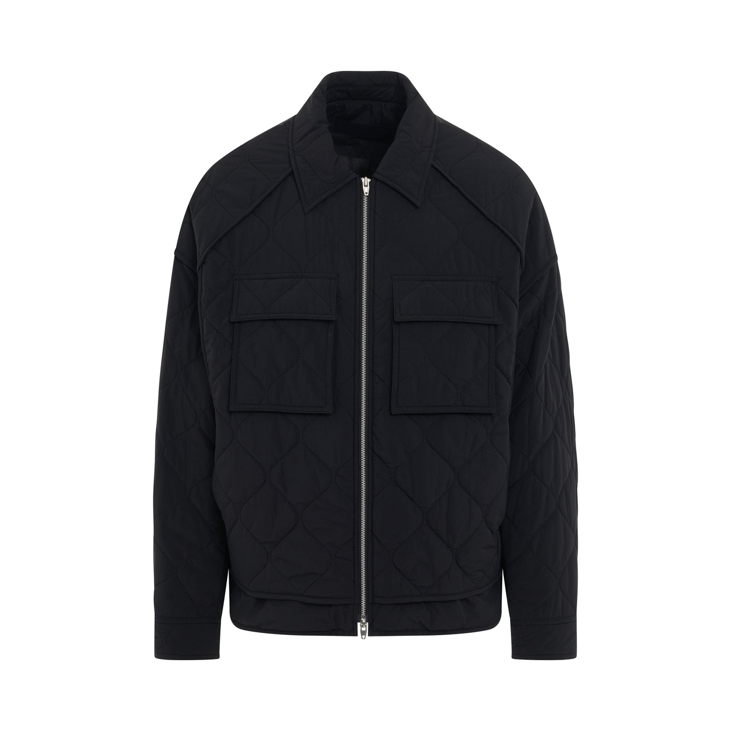 Quilted Nylon Shirt in Black