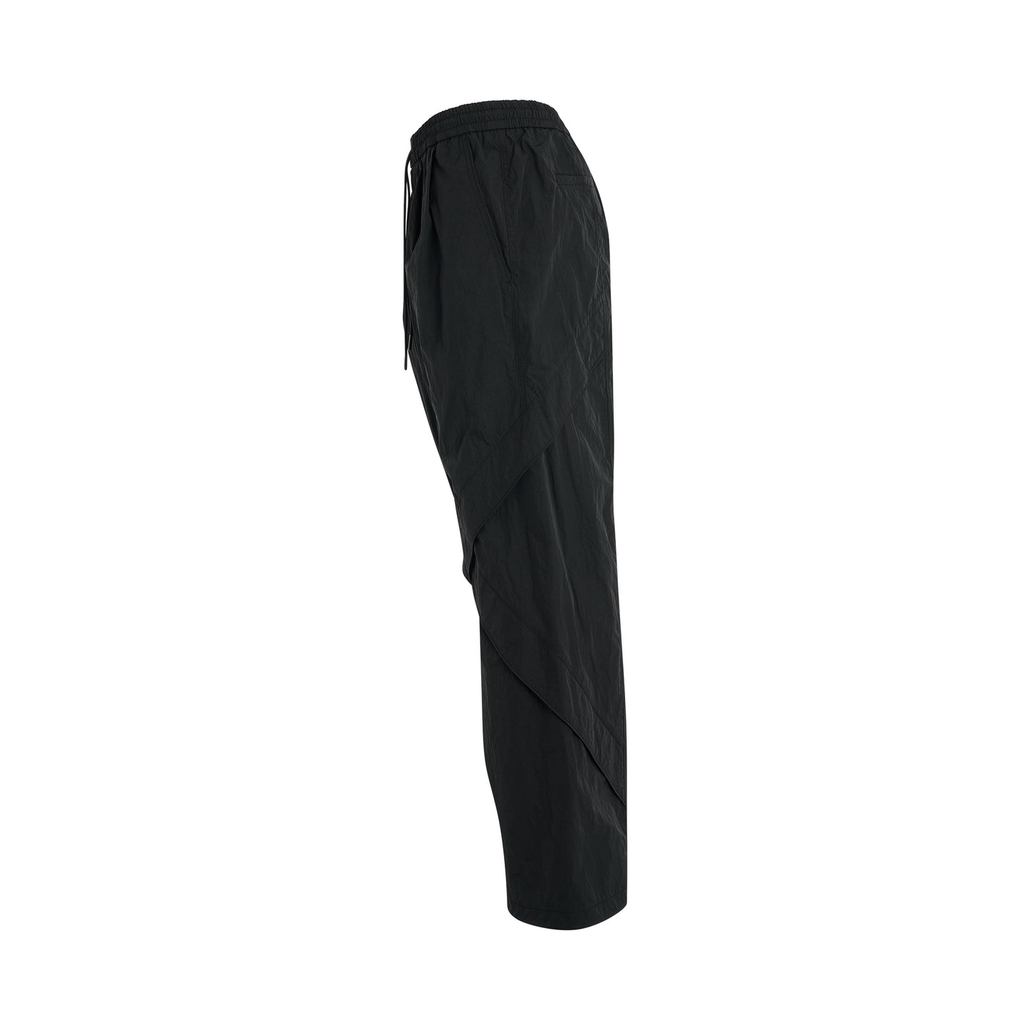 Nylon Piped Pants in Black
