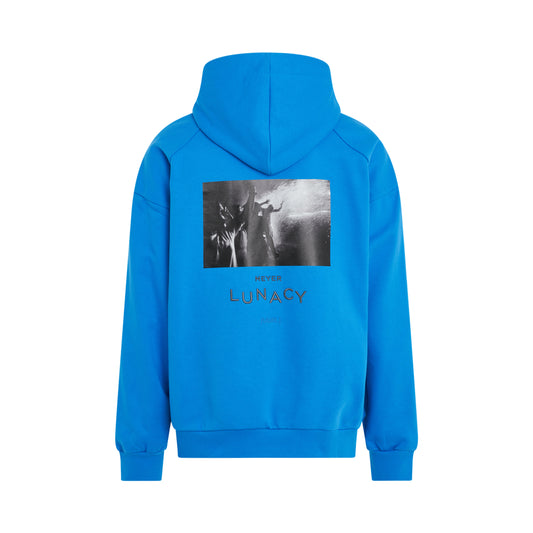 Loose Fit Graphic Print Hoodie in Blue