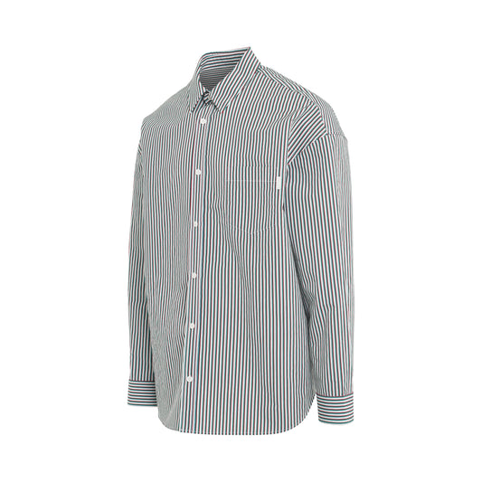 Loose Fit Stripe Classic Shirt in White