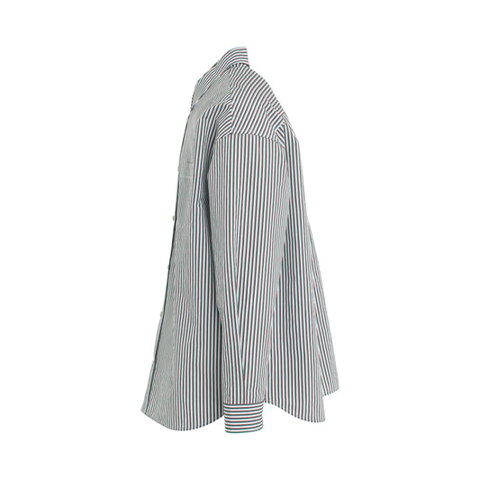 Loose Fit Stripe Classic Shirt in White