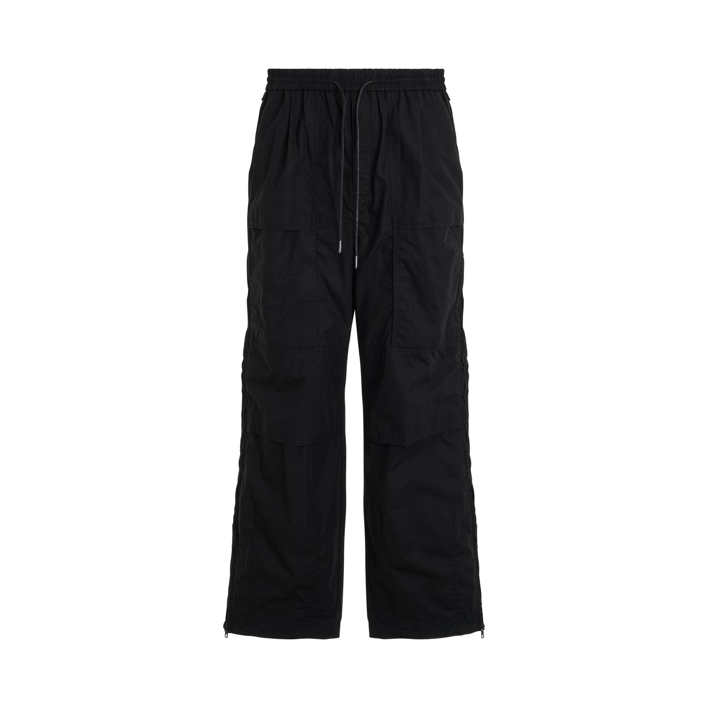 Cotton Side Zipper Pants in Black